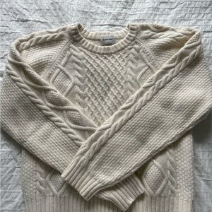 Sunday Best Cream Cable Knit Crewneck Sweater